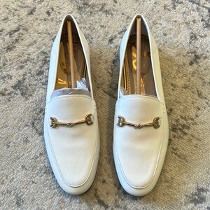 Sam Edelman White Loafers with Gold Accent
